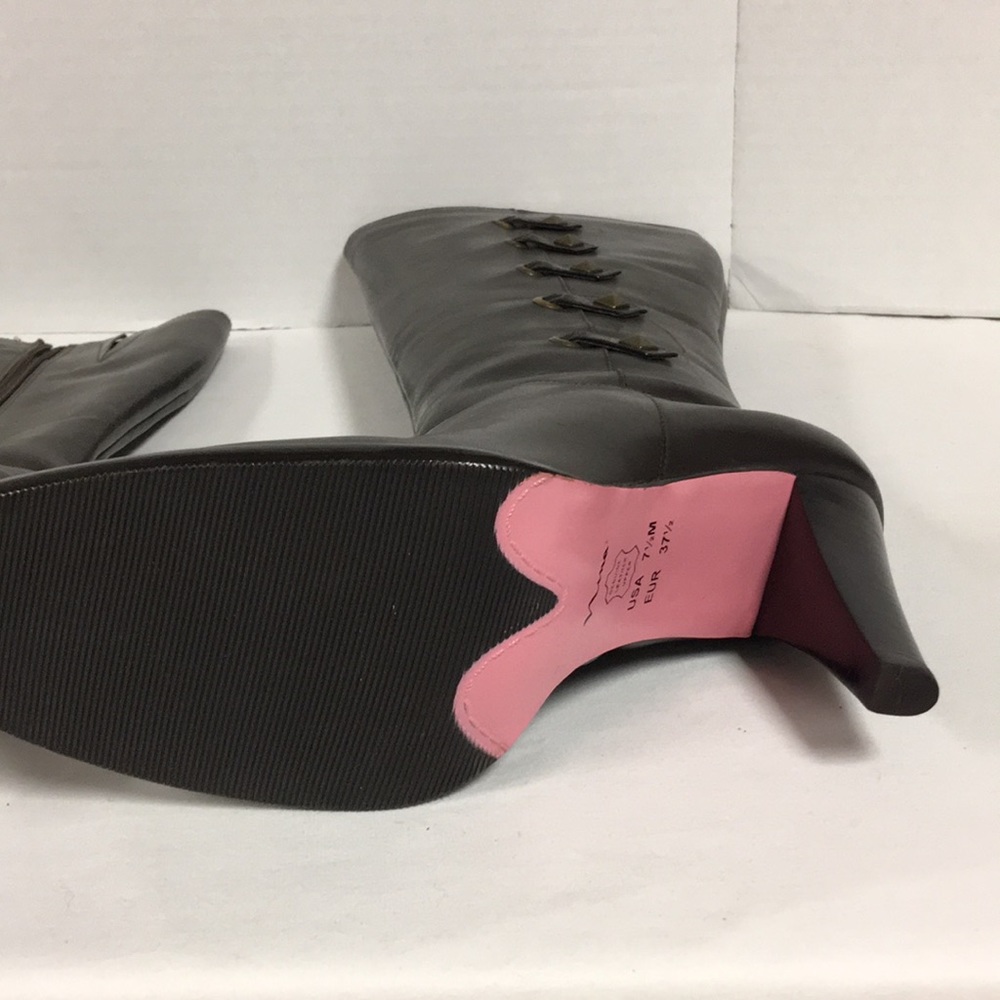 Nina Dark Chocolate Brown Leather Knee-High Heeled Boots - NWOT - Picture 2 of 3